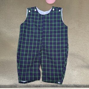 Classic Whimsy blue and green plaid Jon Jon size 9M